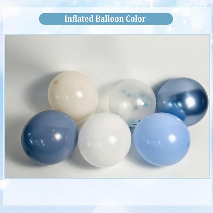 Blue Balloon Arch Kit, 143Pcs Dusty Light Macaron Metallic Blue and Sand White Balloons Garland Arch Kit Confetti Balloons for Birthday Wedding Boy Baby Shower Gender Reveal Decorations