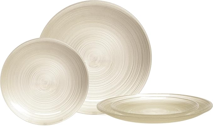" OCCASIONS " 100 Plates Pack,(50 Guests) Premium Wedding Party Disposable Plastic Plates Set -50 x 10'' Dinner + 50 x 7'' Salad/Dessert (Belize in Ivory & Gold)