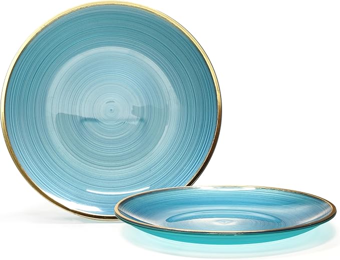 " OCCASIONS " 100 Plates Pack,(50 Guests) Premium Wedding Party Disposable Plastic Plates Set -50 x 10'' Dinner + 50 x 7'' Salad/Dessert (Belize in Blue & Gold)