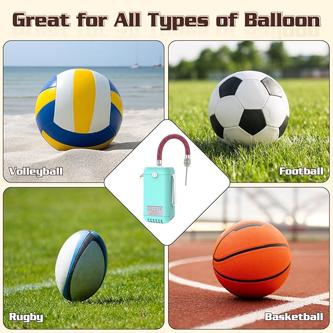 AXHJ Balloon Pump Electric Air Pumps for Long Balloons, 2-in-1 Electric Air Balloon Pump, Balloon Inflator for 260q,Foil, Latex Balloons and Sport Balls, Lake Blue