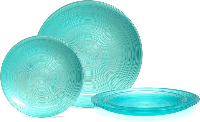 " OCCASIONS " 100 Plates Pack,(50 Guests) Premium Wedding Party Disposable Plastic Plates Set -50 x 10'' Dinner + 50 x 7'' Salad/Dessert (Belize in Aqua)
