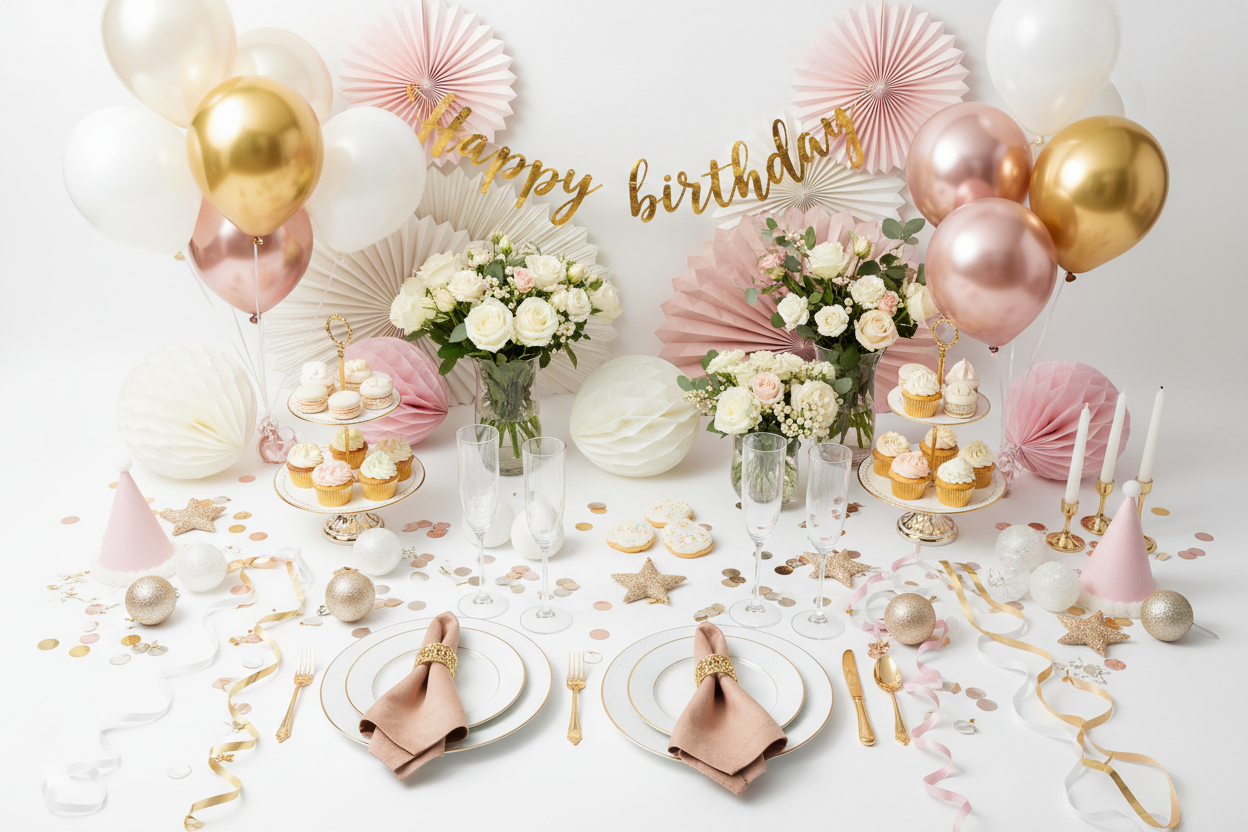 Balloons and decorative accents

Themed party decorations

Tableware and serving supplies

Event styling essentials for all occasions

Seasonal and holiday party items (make it real photo)