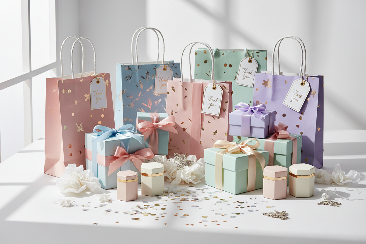 Party Favors & Accessories

Add a special finishing touch with CELEVO party favors and accessories. From gift bags and boxes to small decorative add-ons, these items help you thank guests and leave them with a lasting impression of your event. (make it real photo)